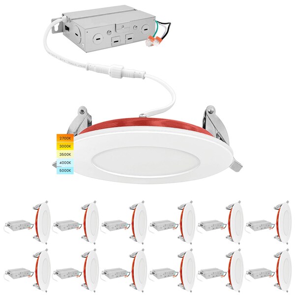 Luxrite 3 Inch LED Fire Rated Recessed Lights 5CCT 2700K-5000K 8W 500LM Dimmable 2 Hour Fire Rated, 12PK LR23478-12PK - main